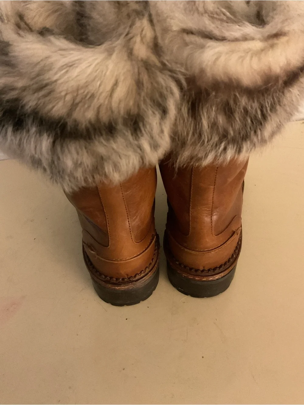 Massimo Dutti women Leather fur combat boots US 6